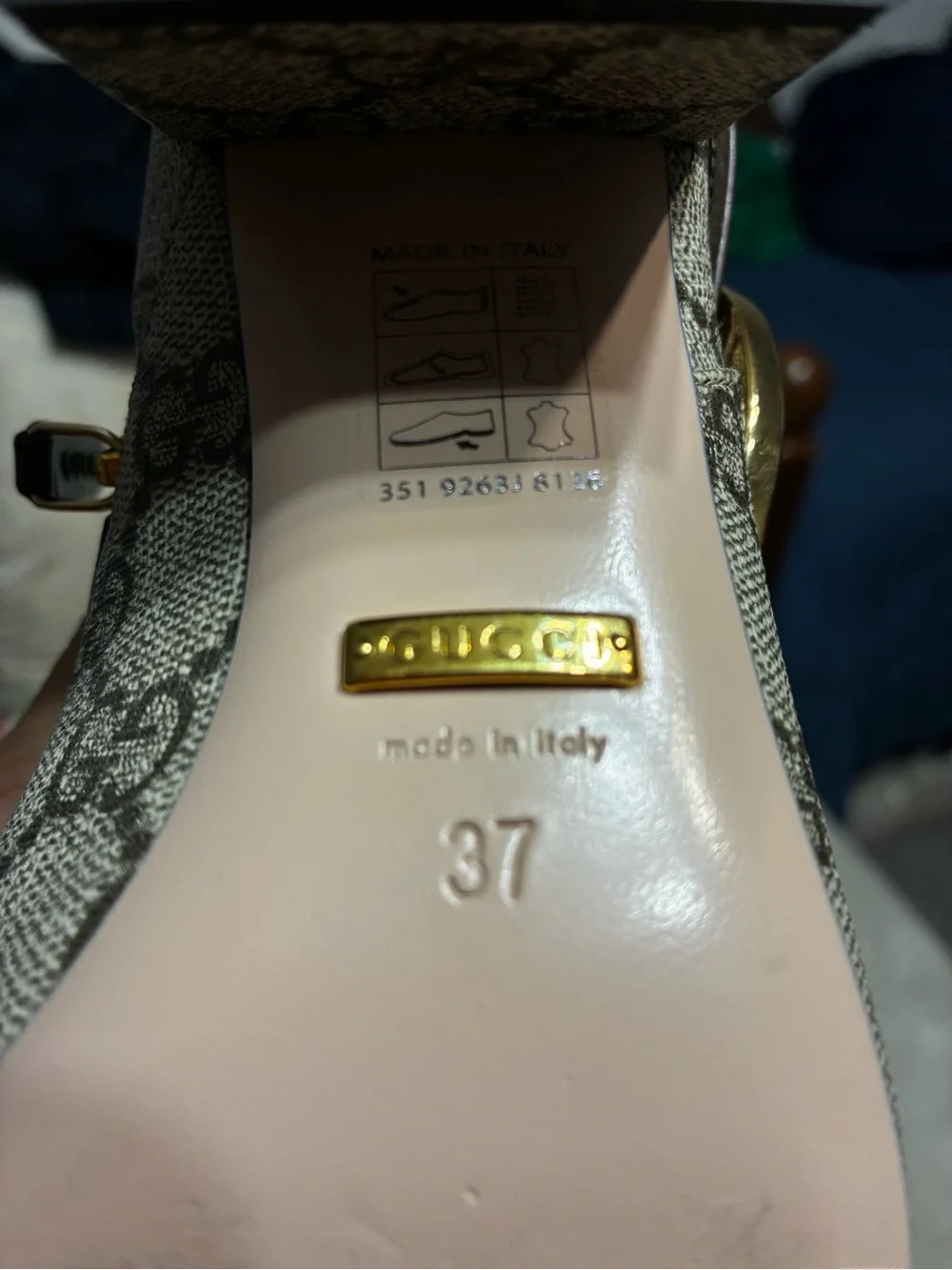 Gucci Beige Monogram Canvas Ankle Boots with Brown Leather Strap and Gold GG